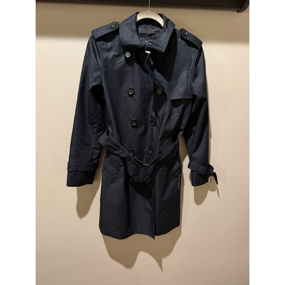Coach Women's Mid-Length Black Ready to Wear Trench Coat Retails $299 Size M EUC